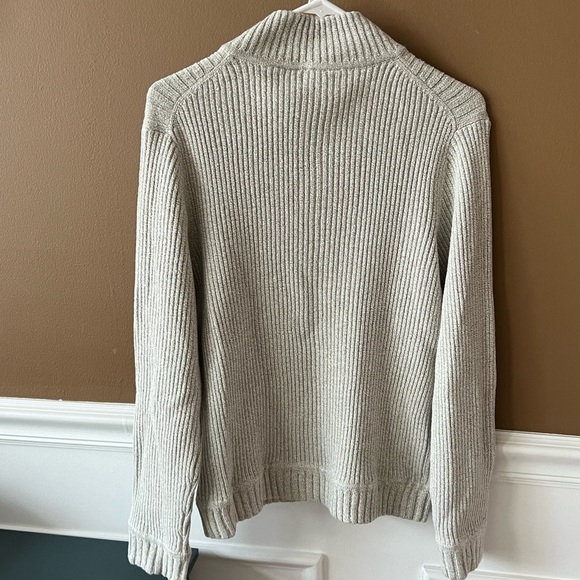 Vintage Liz Claiborne LizSport Ribbed Light Grey Sweater Full-Zip Size Medium - Picture 2 of 3